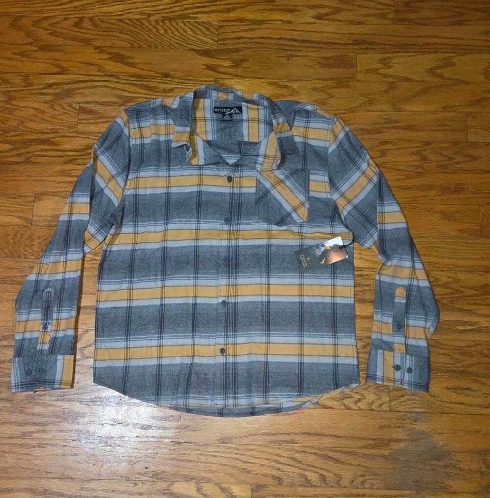 Kyodan Outdoor Men's Plaid Long Sleeve Button-Up Shirt New With Tag